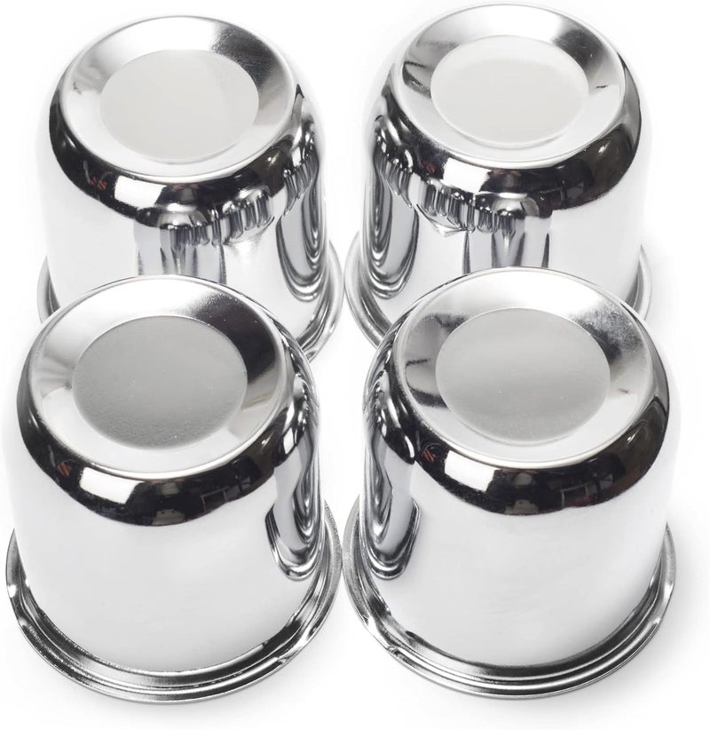 RTRHINOTUNING 4pcs 3.19inch Push Through Wheel Center Caps Chrome Silver Truck Trailer Wheels Center Cap for 3.19" Rims Hole 3.17" Tall - Image 1